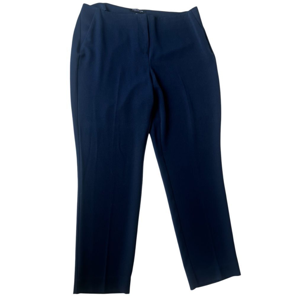 Jones New York Women's Navy Blue Business Casual Side Elastic Waistband Pants 12